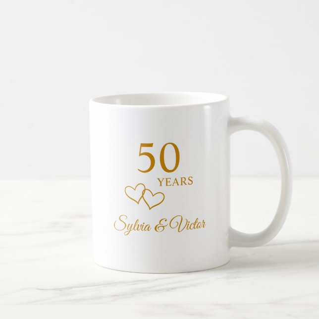 Elegant Modern Personalized 50th Anniversary Gift Coffee Mug (Right)