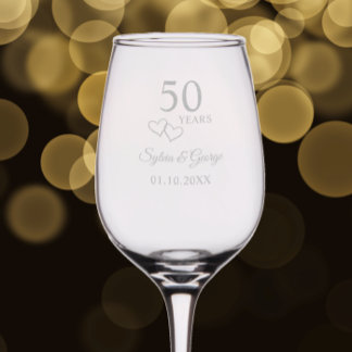 Elegant Modern Personalized 50th Anniversary Gift Wine Glass