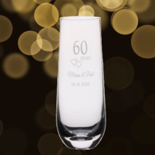 Elegant Modern Personalized 60th Anniversary Gift Stemless Champagne Flute