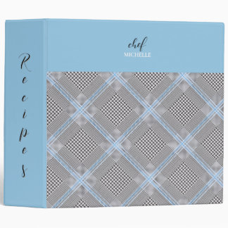 Elegant Modern Personalized Blue Tartan 3 Ring Binder