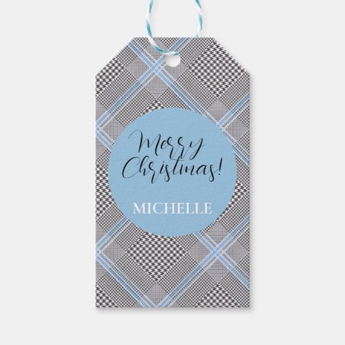 Elegant Modern Personalized Blue Tartan Gift Tags