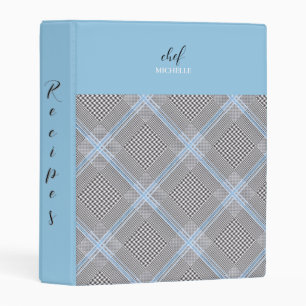 Elegant Modern Personalized Blue Tartan Mini Binder