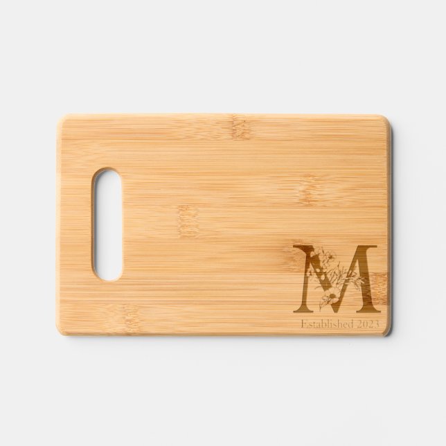 Elegant Modern personalized monogram etched Engraved Cutting Board (Front)