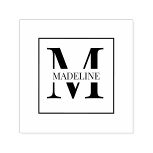 Elegant Modern Personalized Monogram White Self-inking Stamp