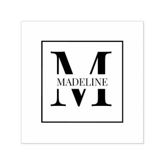 Elegant Modern Personalized Monogram White Self-inking Stamp