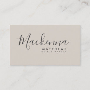 Elegant Modern Personalized Name Beige Hair Salon Business Card