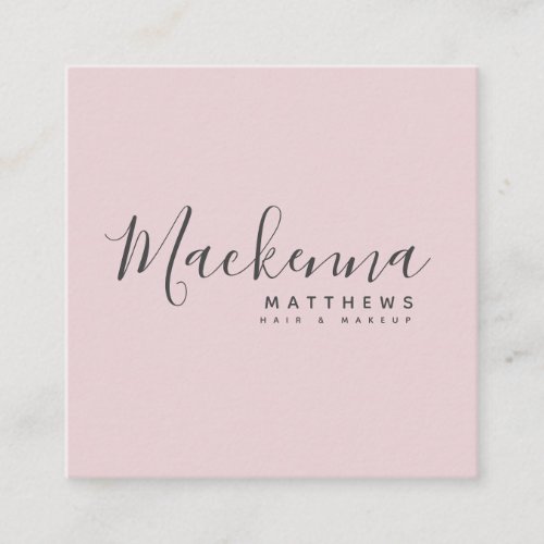 Elegant Modern Personalized Name Blush Pink Salon Square Business Card