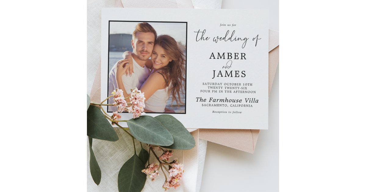 Elegant Modern Personalized Photo Wedding Invitation | Zazzle