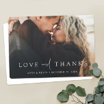 Elegant Modern Personalized Photo Wedding Thank You Card<br><div class="desc">This simply chic custom photo wedding thank you card template features an elegant, minimalist, modern design. The default shape is rounded corners, but standard sharp corners also work wonderfully with this design, so try both looks and see which one grabs you! The front features your favorite photo, first names and...</div>
