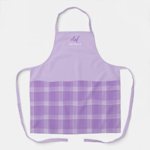 Elegant Modern Personalized Purple Tartan Apron