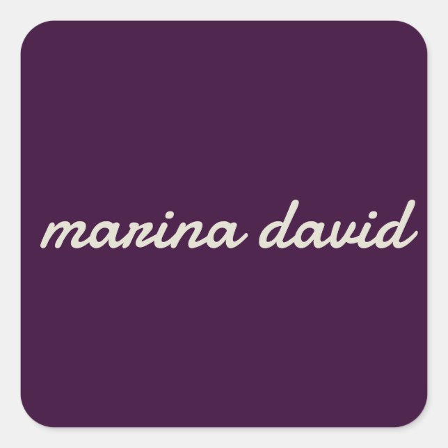 Elegant modern personalized  square sticker (Front)