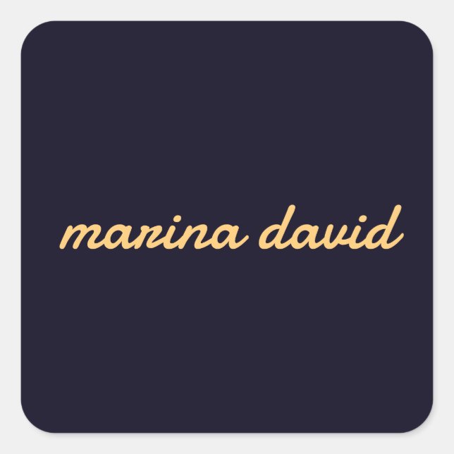 Elegant modern personalized  square sticker (Front)