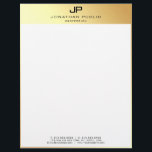 Elegant Modern Personalized Template Gold White Letterhead<br><div class="desc">Elegant Modern Personalized Template Gold White Letterhead.</div>