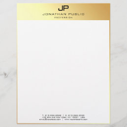 Elegant Modern Personalized Template Gold White Letterhead