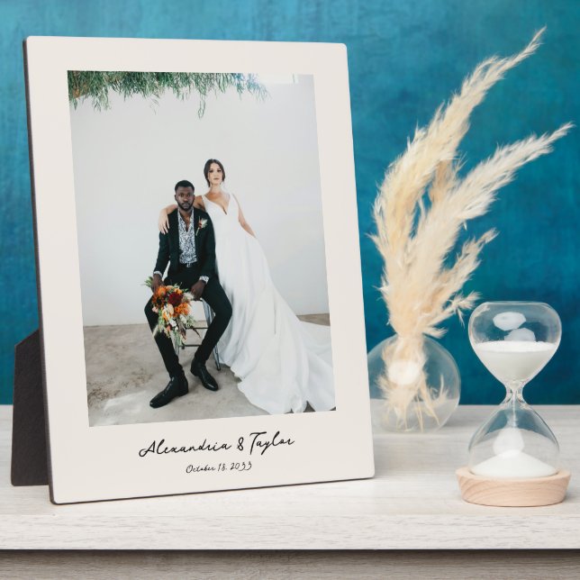 Elegant Modern Personalized Wedding Photo Plaque (Side)
