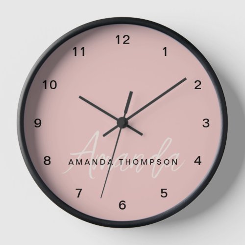 Elegant Modern Personalized With Name Monogram Clock