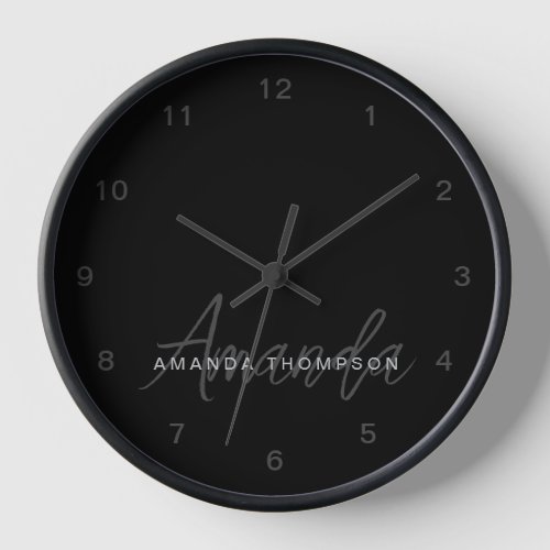 Elegant Modern Personalized With Name Monogram Clock