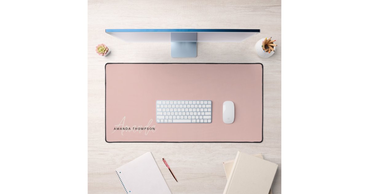 Elegant Modern Personalized With Name Monogram Desk Mat | Zazzle