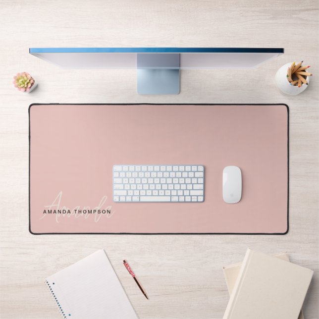 Elegant Modern Personalized With Name Monogram Desk Mat (Office 1)