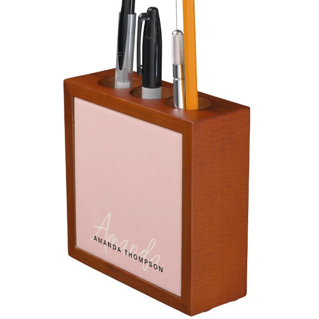 Elegant Modern Personalized With Name Monogram Desk Organizer (Creator Uploaded)