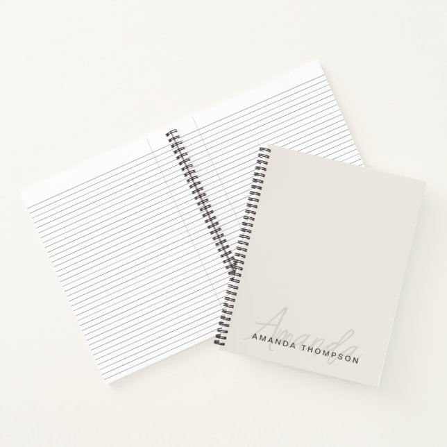 Elegant Modern Personalized With Name Monogram Notebook (Inside)