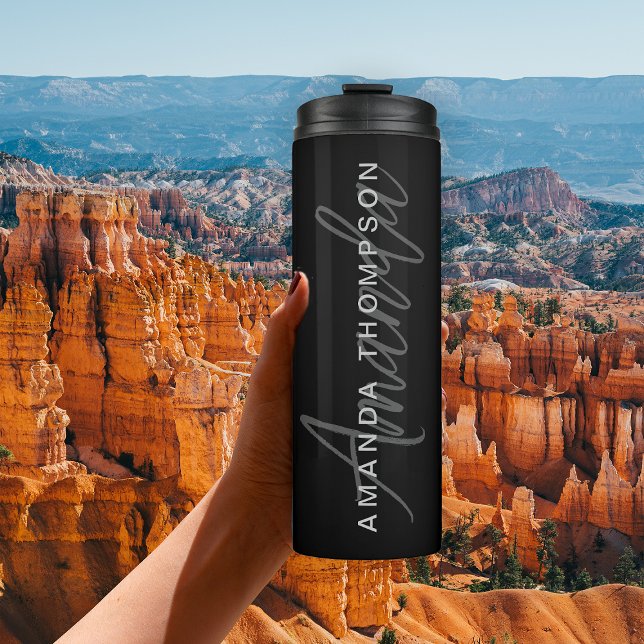 Elegant Modern Personalized With Name Monogram Thermal Tumbler (Creator Uploaded)