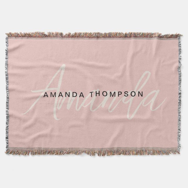 Elegant Modern Personalized With Name Monogram Throw Blanket (Front)