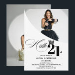Elegant Modern Photo 21st Birthday White Black Invitation<br><div class="desc">Modern white with black background and minimalist invitation Template is perfect for stylish party in man birthday party. Elegant-minimalistic themed invite is full of fun and simple design elements,  elegant calligraphy and modern fonts. Birthdays are special days,  and this invite can help it make a memorable for friends.</div>