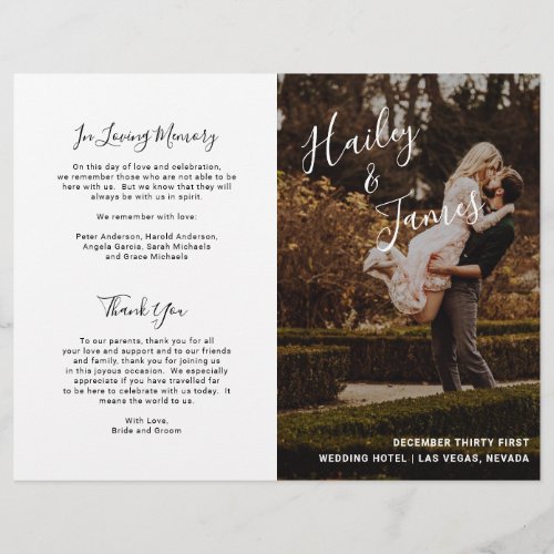 Elegant Modern Photo Budget Folded Wedding Program