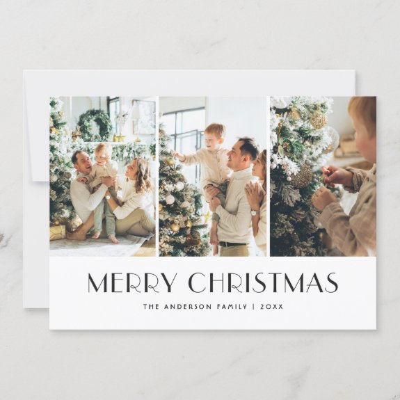 Elegant Modern Photo Collage Merry Christmas Cards