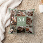 Elegant Modern Photo Collage Sage Housewarming Throw Pillow<br><div class="desc">This 8 Photo Collage Modern Family Personalized Throw Pillow is the perfect way to turn your favorite family photos into a cute and trendy keepsake. With a simple, modern design and elegant Monogram, it's fully customizable to fit your style. Ideal for gifting on Mother’s Day, Father’s Day, birthdays, Christmas, anniversary...</div>