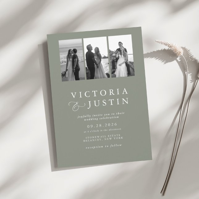 Elegant Modern Photo Collage Wedding  Invitation (Creator Uploaded)