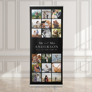 Elegant Modern Photo Collage Wedding Retractable Banner