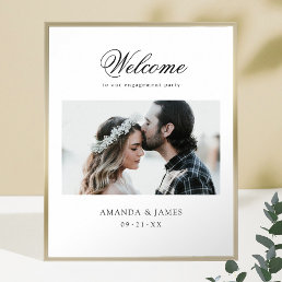 Elegant Modern Photo Engagement Party Welcome  Poster
