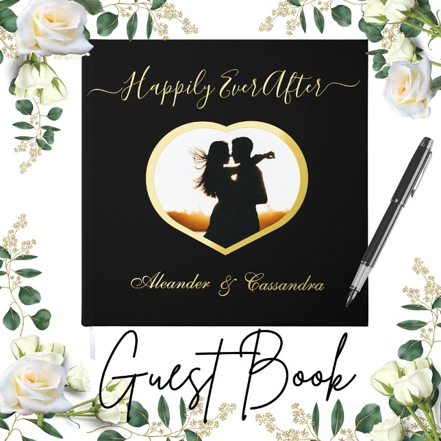 Elegant Modern Photo Gold Silver Foil Wedding  Foil Guest Book (Creator Uploaded)