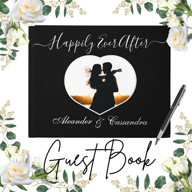 Elegant Modern Photo Gold Silver Rose Wedding  Foil Guest Book (Creator Uploaded)