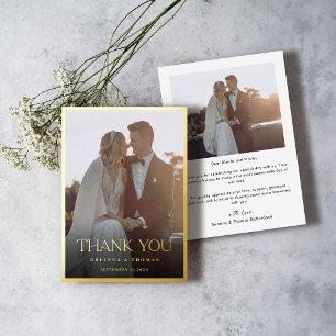Elegant Modern Photo Gold Wedding Thank You Card
