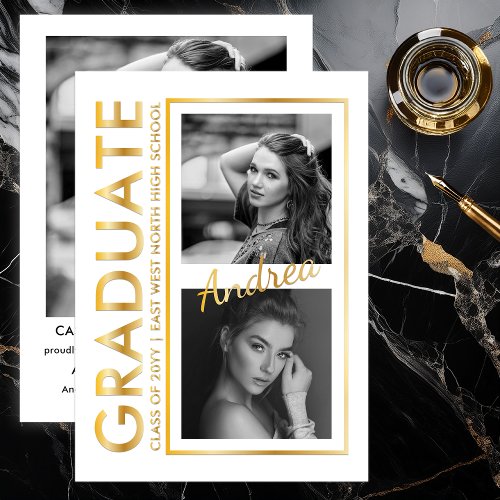Elegant Modern Photo Graduation Announcement