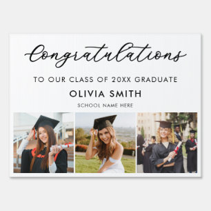 Elegant Modern Photo Graduation Yard Sign