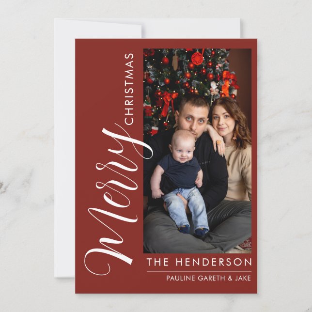 Elegant Modern Photo Holiday Card |Merry Christmas (Front)