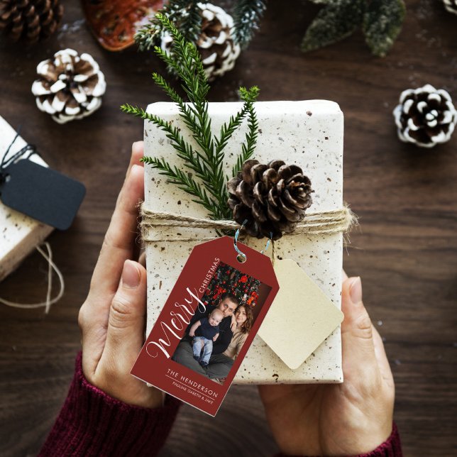 Elegant Modern Photo Holiday Tag |Merry Christmas (Creator Uploaded)