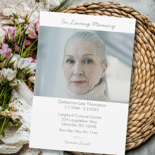 Elegant Modern Photo In Loving Memory Funeral Invitation
