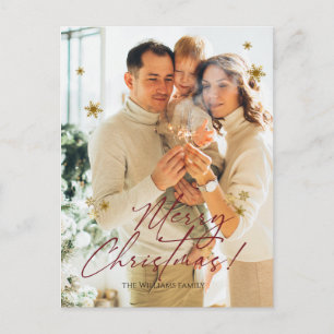 Elegant Modern Photo Merry Christmas Holiday Postcard