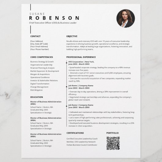 Elegant Modern Photo Professional Resume (Front)