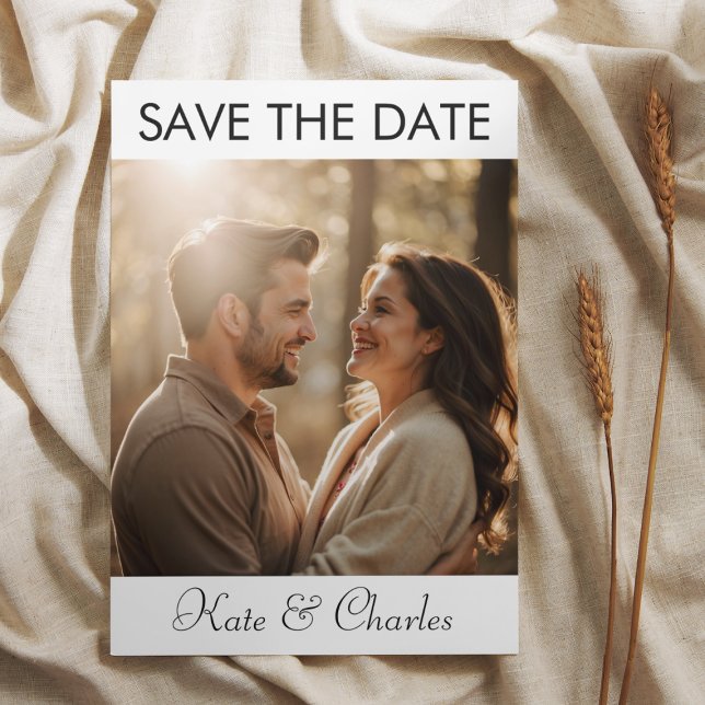 Elegant Modern Photo QR code Save the date Invitation (Creator Uploaded)