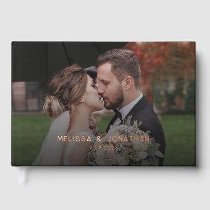 Elegant Modern Photo Rose Gold Foil Wedding Guest Book