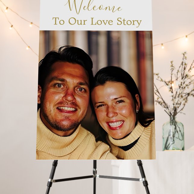 Elegant Modern Photo  Rustic Wedding Welcome  Foam Board (In Situ (Stand))