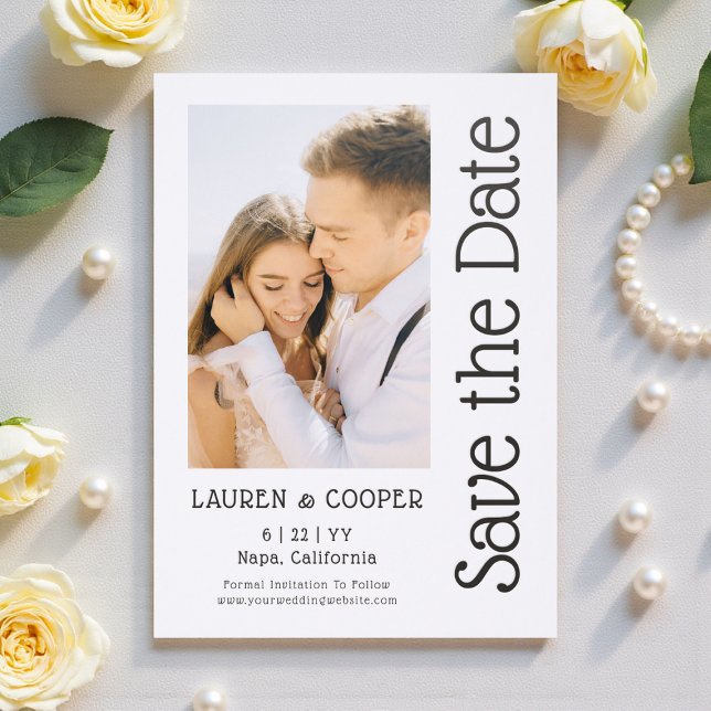 Elegant Modern Photo Save The Date Letterpress Photo Cards (Creator Uploaded)