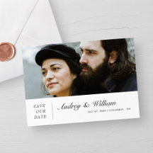 Elegant Modern Photo Save the Date Wedding Card