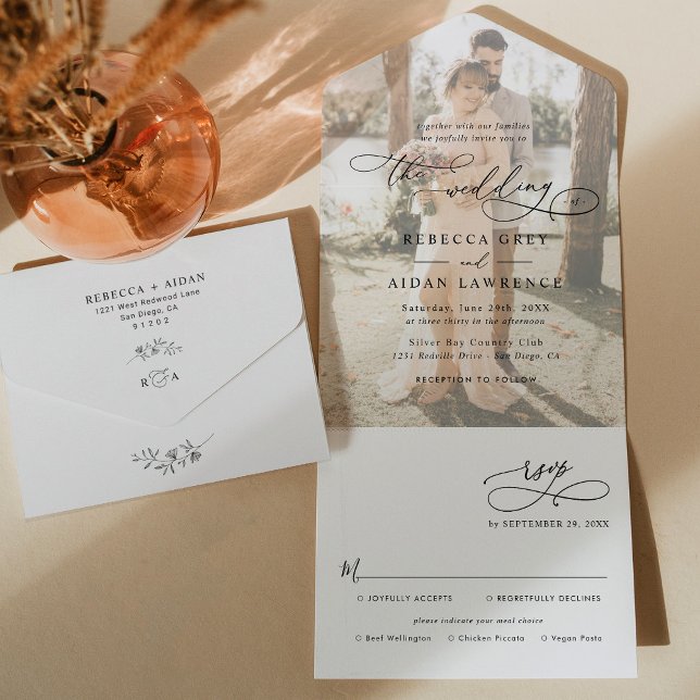 Elegant Modern Photo Wedding All In One Invitation (Creator Uploaded)
